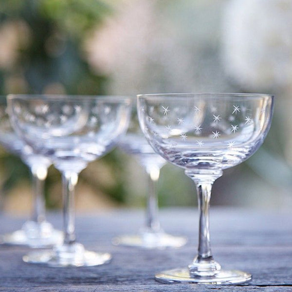 Crystal Champagne Saucers with Ovals Design – The Vintage List