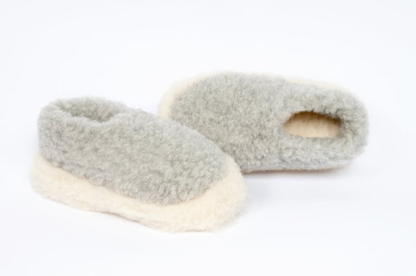 Wool Slippers - Light Grey