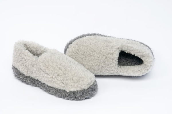 Wool Slippers - Two Tone Grey