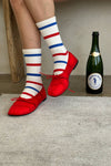 Boyfriend Socks - Red & Blue Stripe