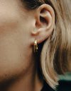 Stone Embossed Hoop Earrings - Gold