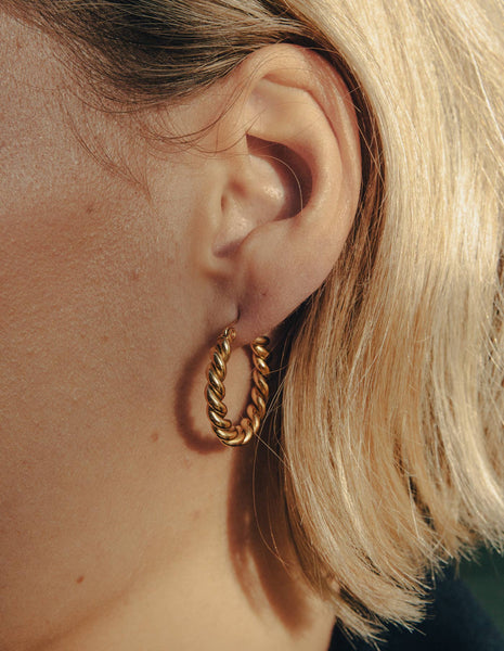 Small Twist Hoop Earrings - Gold