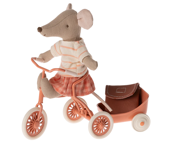 Tricycle Mouse, Big Sister with Bag - Coral