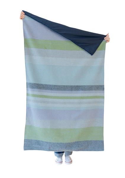 Recycled Wool Small Picnic Blanket in Blue Stripe