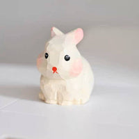 Hand-crafted White Wooden Rabbit Ornament