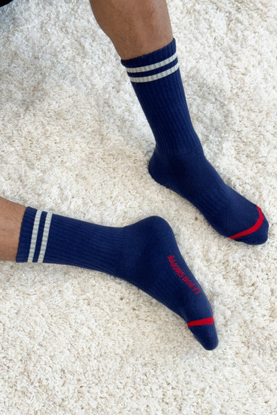 Extended Boyfriend Socks - Navy