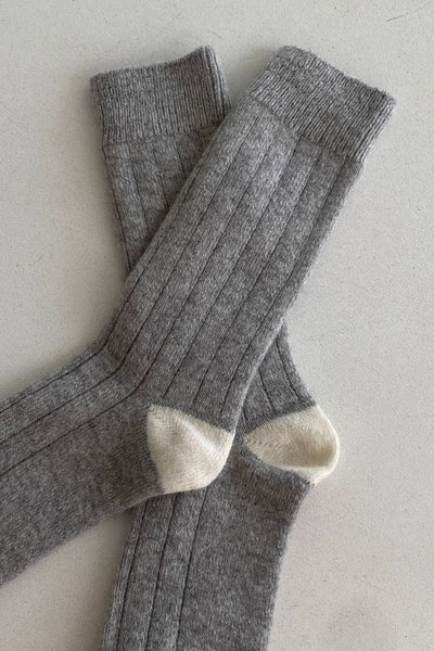 Extended Classic Cashmere Socks - Grey Melange