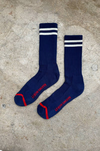 Extended Boyfriend Socks - Navy