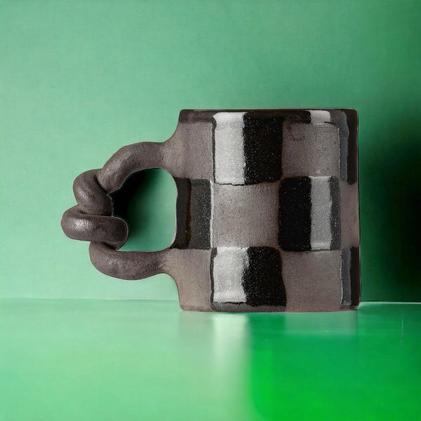 Black Check Wiggle Mug