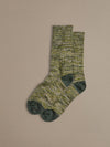 Chunky Wool Boot Socks - Marbled Green: UK 8-11