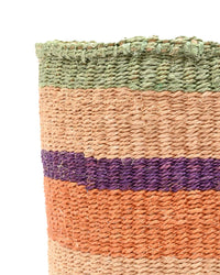 The Basket Room - RELI: Orange, Purple & Green Stripe Woven Storage Basket: M / Orange / Striped