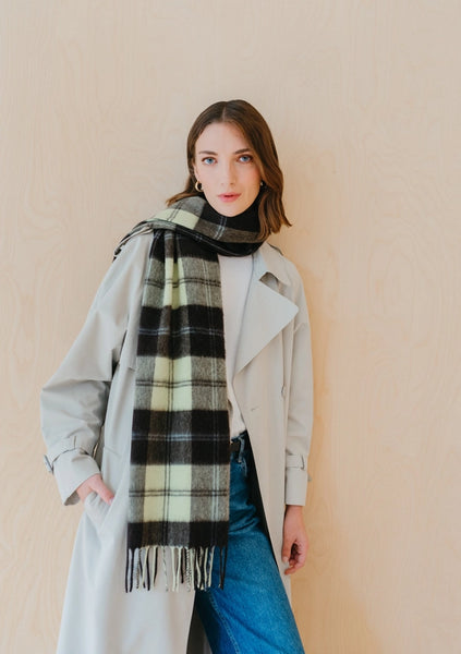 Lambswool Oversized Scarf in Mint Varsity Check