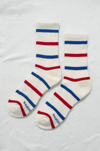 Boyfriend Socks - Red & Blue Stripe