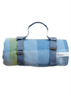 Recycled Wool Picnic Blanket in Blue Gradient Gingham