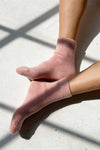 Embroidered Cloud Socks - Pink Rosé & Silver Seashell