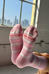 Boyfriend Socks - Pink & White Stripe