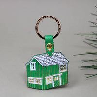 Log Cabin Key Fob - Green