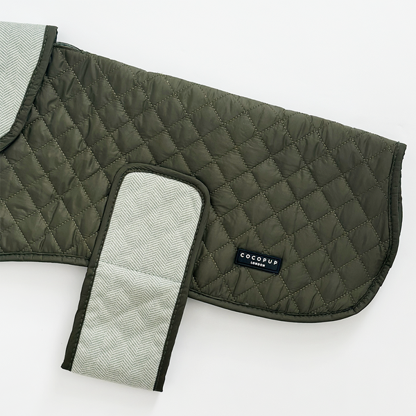 Luxe Quilted Dog Coat - Country Khaki - M