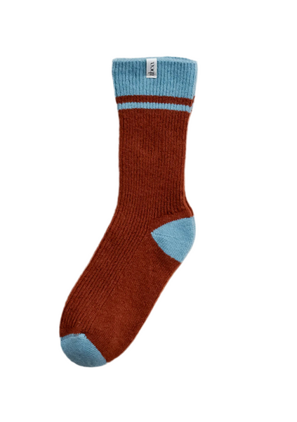 Merino Striped Socks in Rust