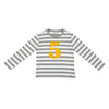 Breton Striped Number T Shirt - Grey Marl & White