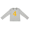 Breton Striped Number T Shirt - Grey Marl & White