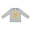 Breton Striped Number T Shirt - Grey Marl & White