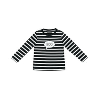 Breton Striped 'Boo' T Shirt  - Black & White