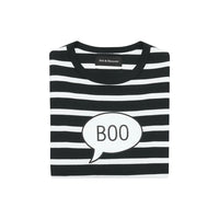 Breton Striped 'Boo' T Shirt  - Black & White