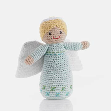 Festive Turquoise Angel Rattle