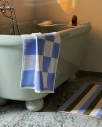 Check Bath Mat - Sky Blue