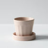 Faceted Flat White Cup and Saucer - Feldspar Pink & Cornish White