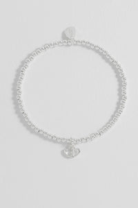 Sienna Beaded Interlinked Heart Charm Bracelet - Silver Plated