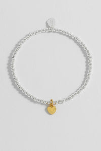 Sienna Beaded Puffy Heart Charm Bracelet - Gold & Silver Plated