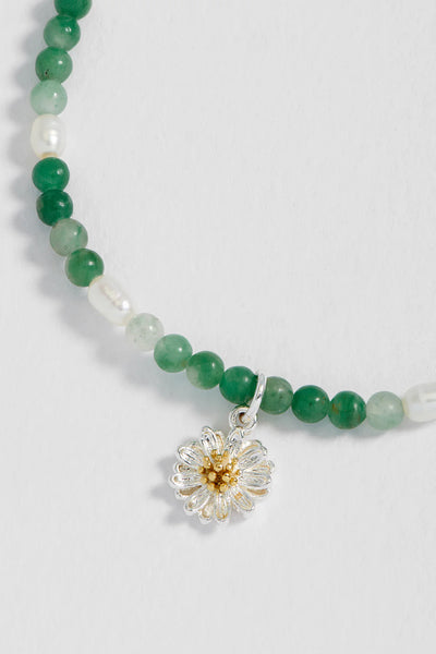 Wildflower Sienna Bracelet - Green Agate & Pearl - Silver Plated