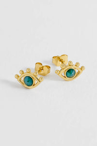 Evil Eye Stud Earrings - Gold Plated