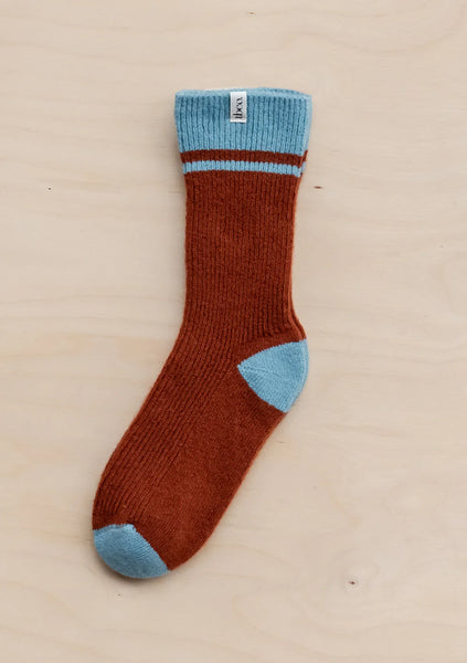 Merino Striped Socks in Rust