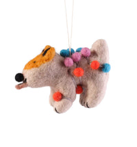 Willa, Dog with Baubles Hanging Felt Decoration