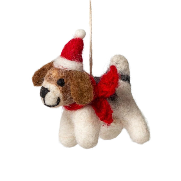 Mini Fox Terrier With Hat & Scarf Christmas Decoration