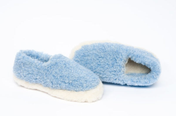 Wool Slippers - Light Blue