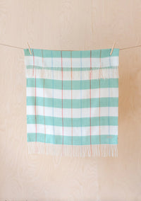 Super Soft Lambswool Baby Blanket in Mint Stripe