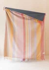 Waterproof Recycled Wool Picnic Blanket in Coral Stripe