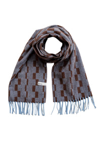 Lambswool Oversized Scarf in Blue Checker