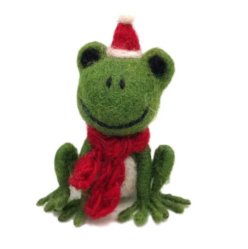 Christmas Frog with Hat & Scarf Christmas Decoration