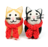 Mini Cat with Scarf Christmas Decoration, Black or Ginger - Assorted