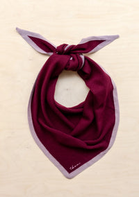 Large Merino Triangle Scarf in Burgundy & Lilac