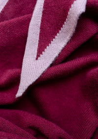 Large Merino Triangle Scarf in Burgundy & Lilac