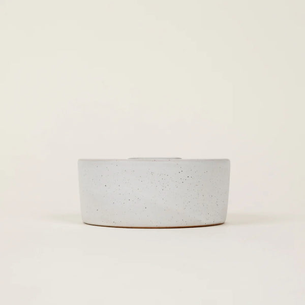 White Speckle Candle Holder