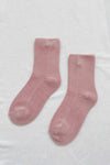 Embroidered Cloud Socks - Pink Rosé & Silver Seashell