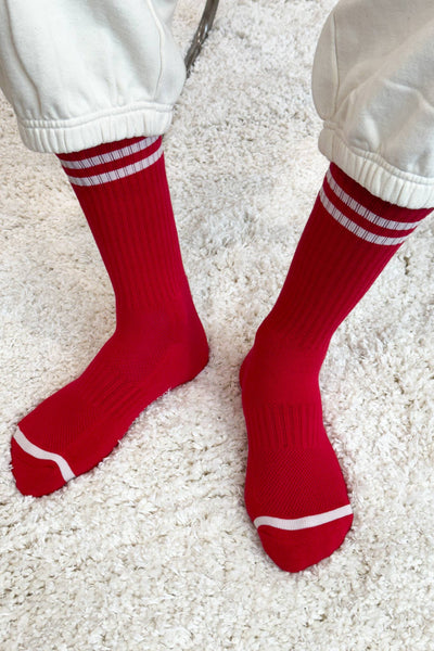 Extended Boyfriend Socks - Red