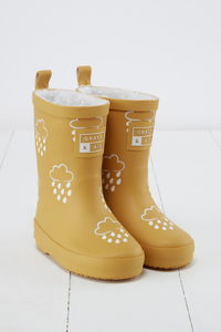 Grass & Air - Ochre Colour-Changing Kids Winter Wellies: 4 infant